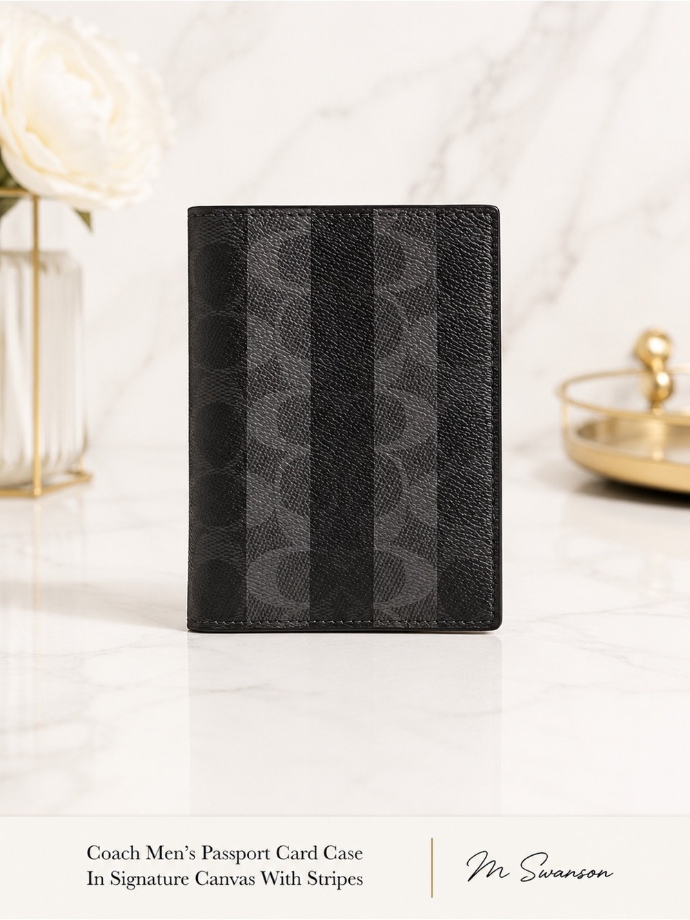 NEW Coach Men’s Passport Card Case In Signature Canvas With Stripes NWT